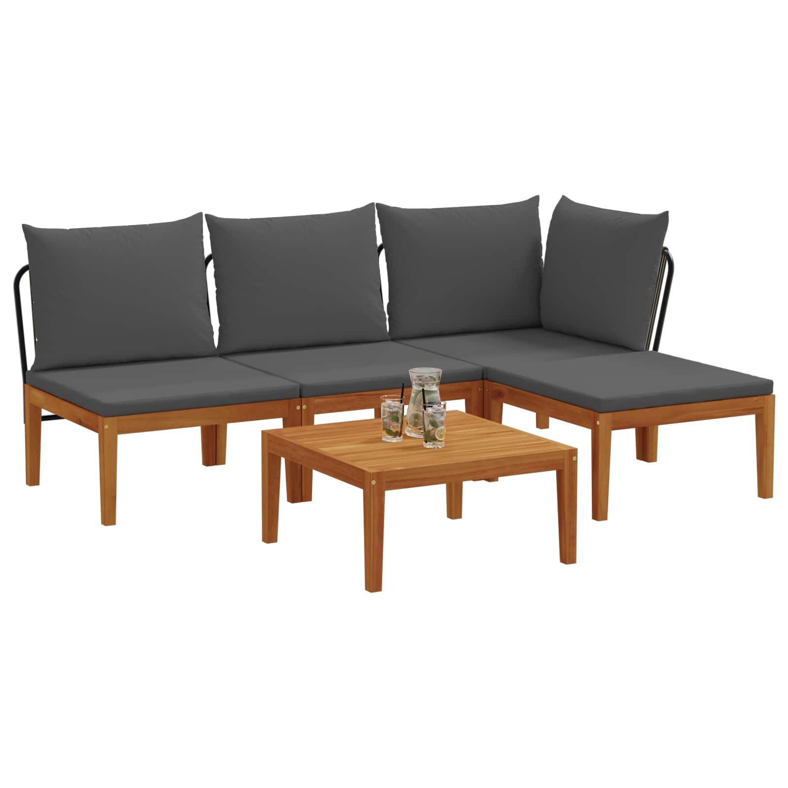 5 pz Set da Giardino con Cuscini Naturale