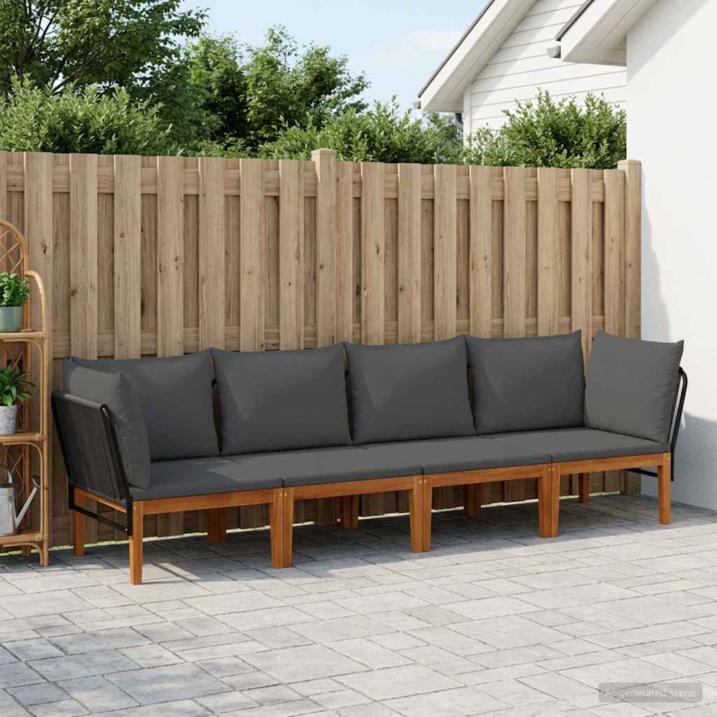 4 pz Legno massiccio di acacia e corda Naturale