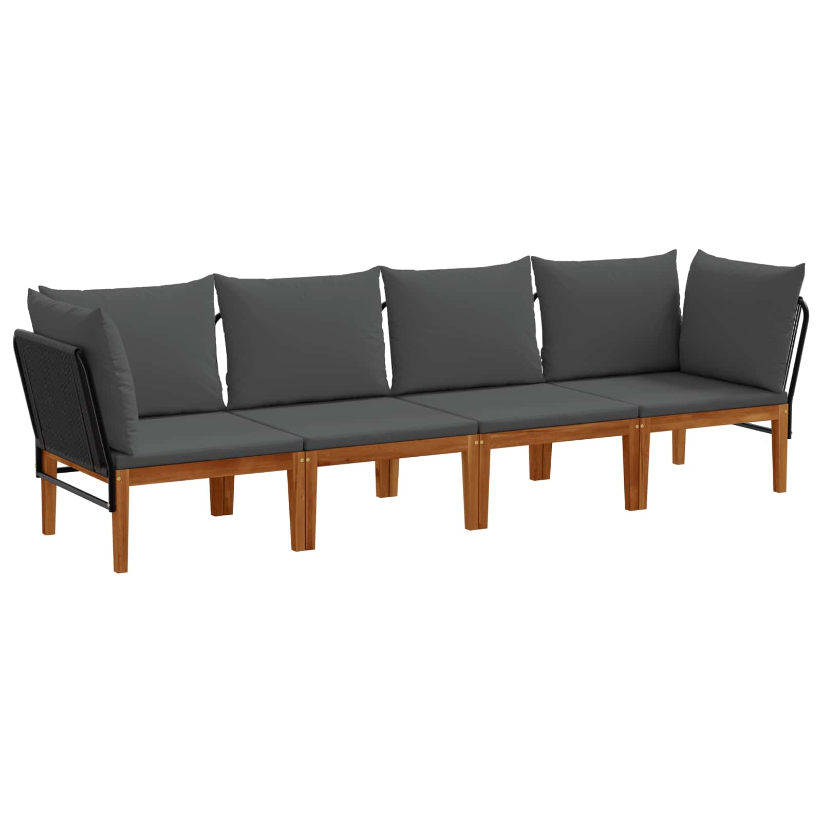 4 pz Legno massiccio di acacia e corda Naturale