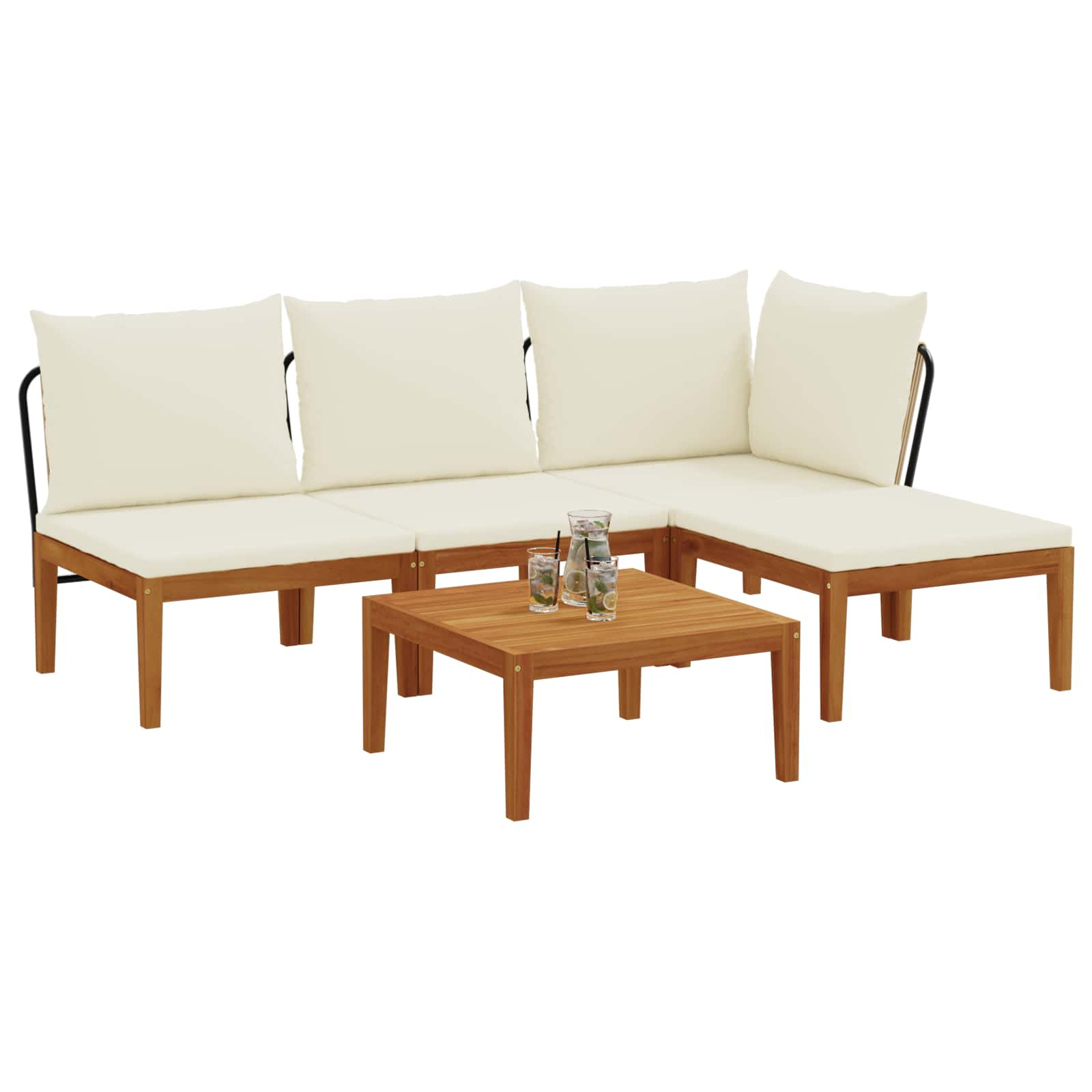 5 pz Legno massiccio di acacia e corda Naturale