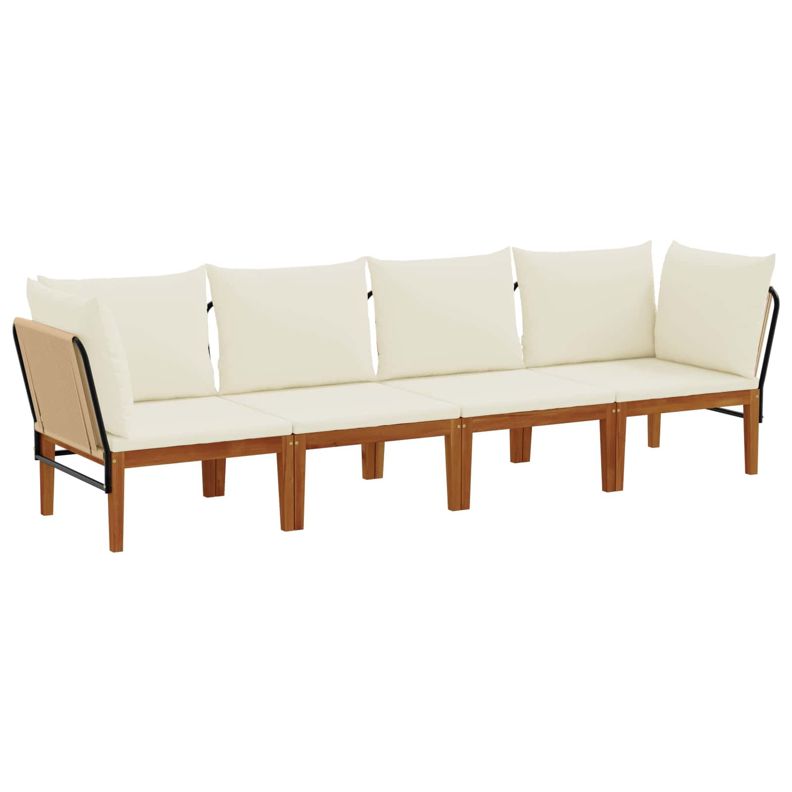 4 pz Legno massiccio di acacia e corda Naturale