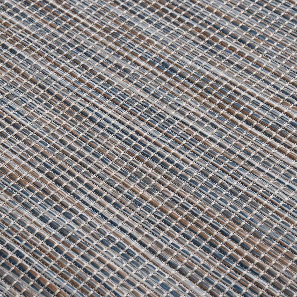 Tappeto da Esterni a Tessitura Piatta 80x150 cm Marrone e blu