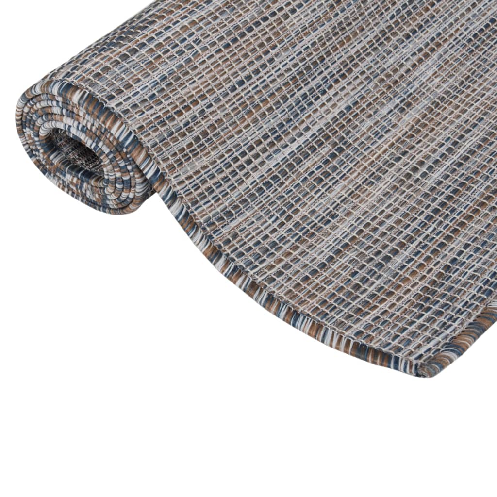 Tappeto da Esterni a Tessitura Piatta 120x170 cm Marrone e blu