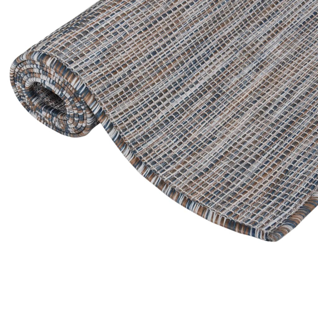Tappeto da Esterni a Tessitura Piatta 200x280 cm Marrone e Blu