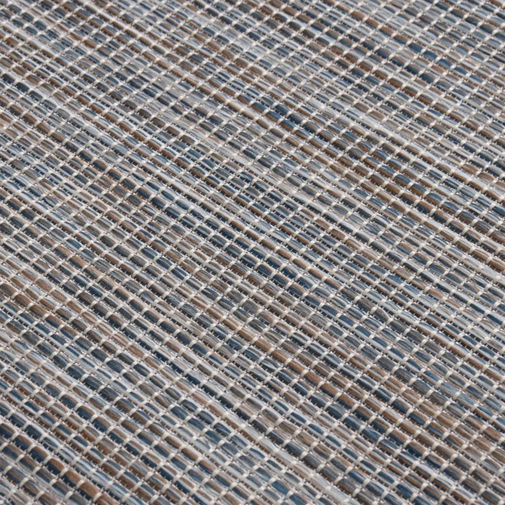 Tappeto da Esterni a Tessitura Piatta 200x280 cm Marrone e Blu