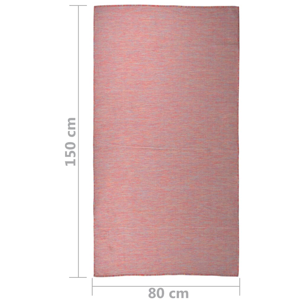Tappeto da Esterni a Tessitura Piatta 80x150 cm Rosso