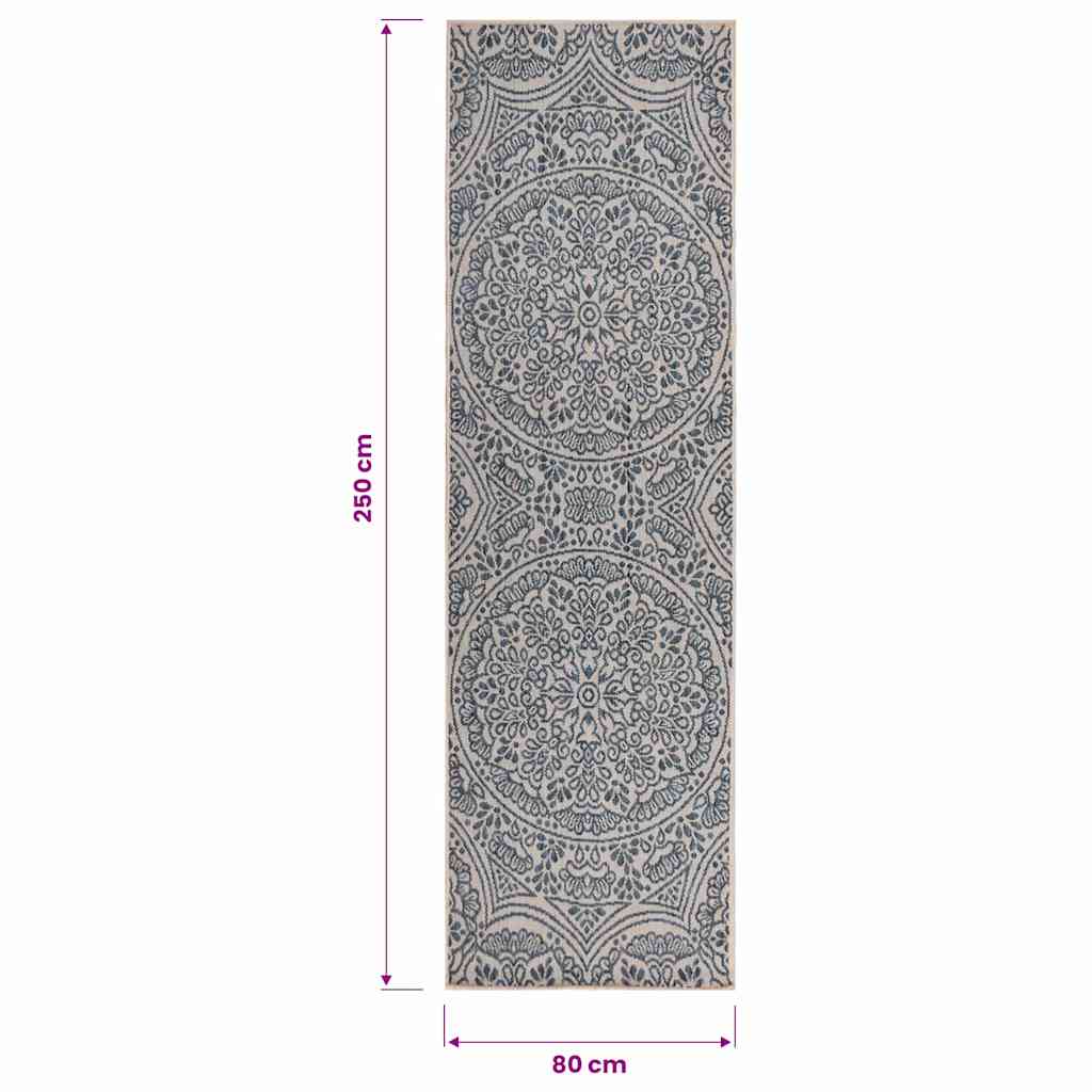 Tappeto da Esterni a Tessitura Piatta 80x250 cm Motivo Blu