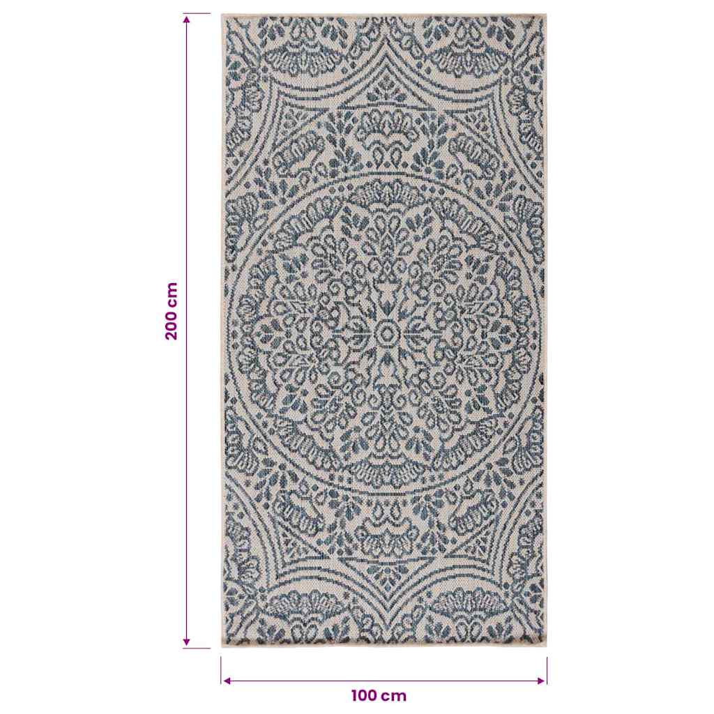 Tappeto da Esterni a Tessitura Piatta 100x200 cm Motivo Blu
