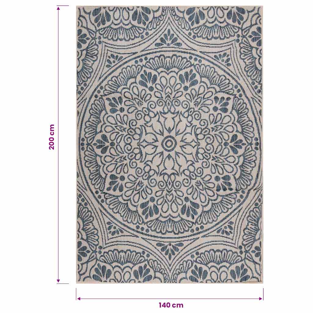 Tappeto da Esterni a Tessitura Piatta 140x200 cm Motivo Blu