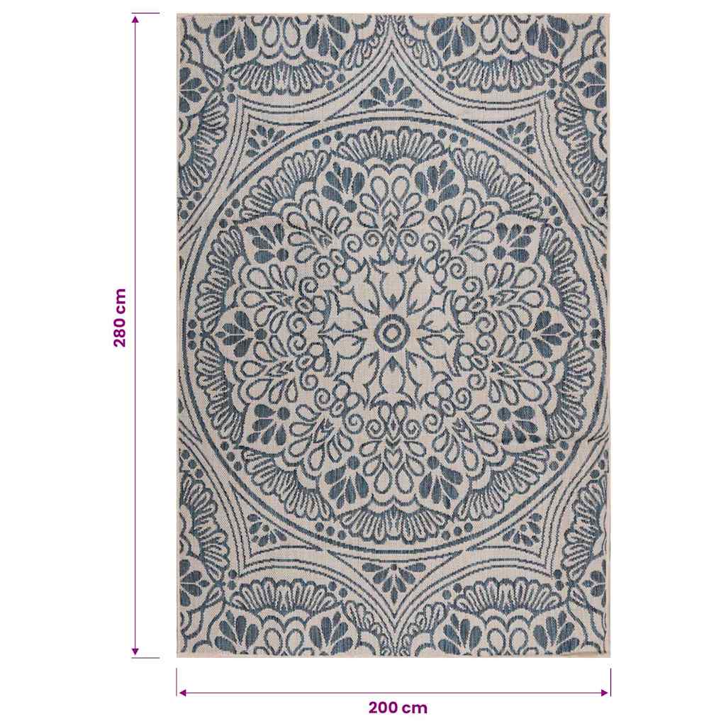 Tappeto da Esterni a Tessitura Piatta 200x280 cm Motivo Blu