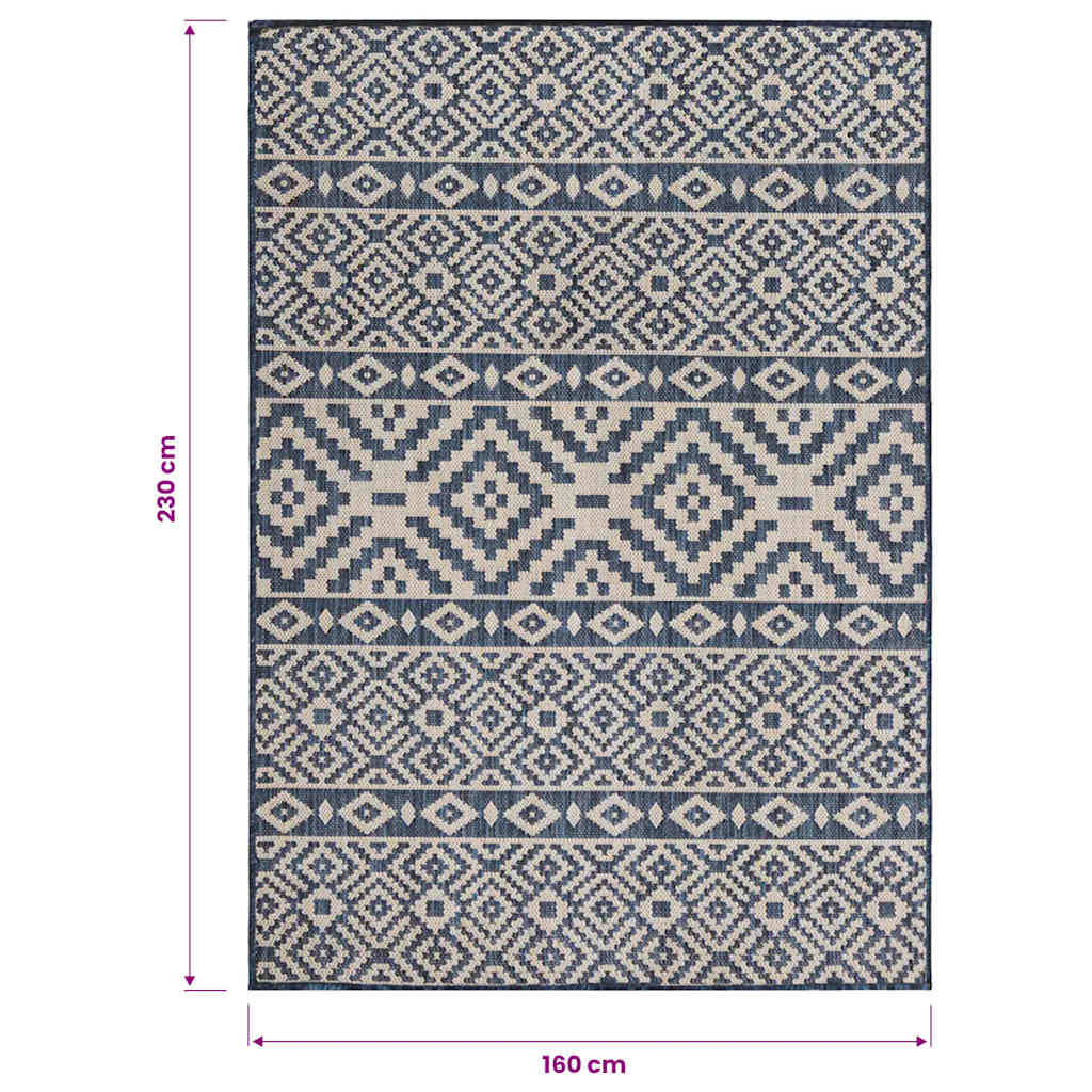 Tappeto da Esterni a Tessitura Piatta 160x230 cm Strisce Blu