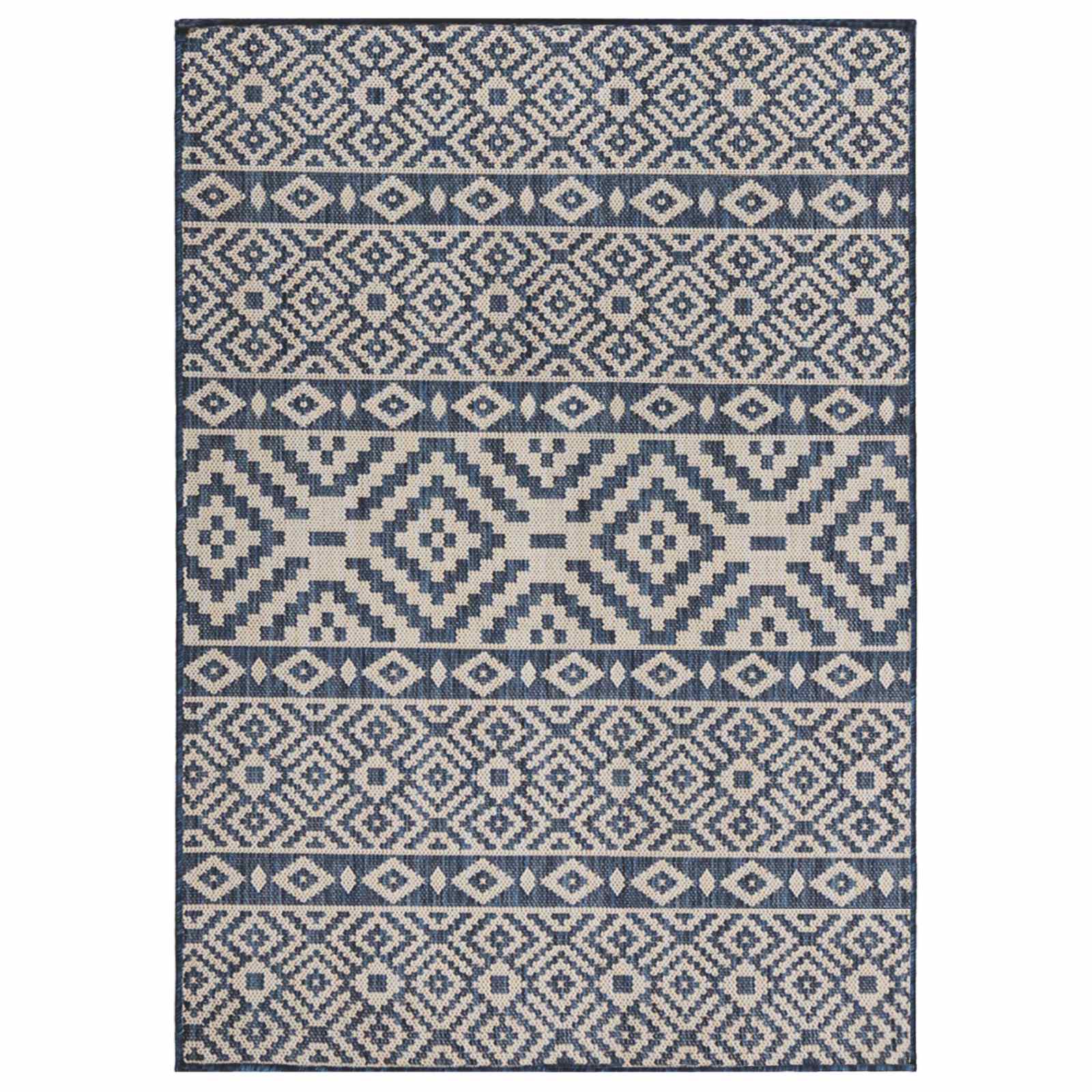 Tappeto da Esterni a Tessitura Piatta 200x280 cm Strisce Blu