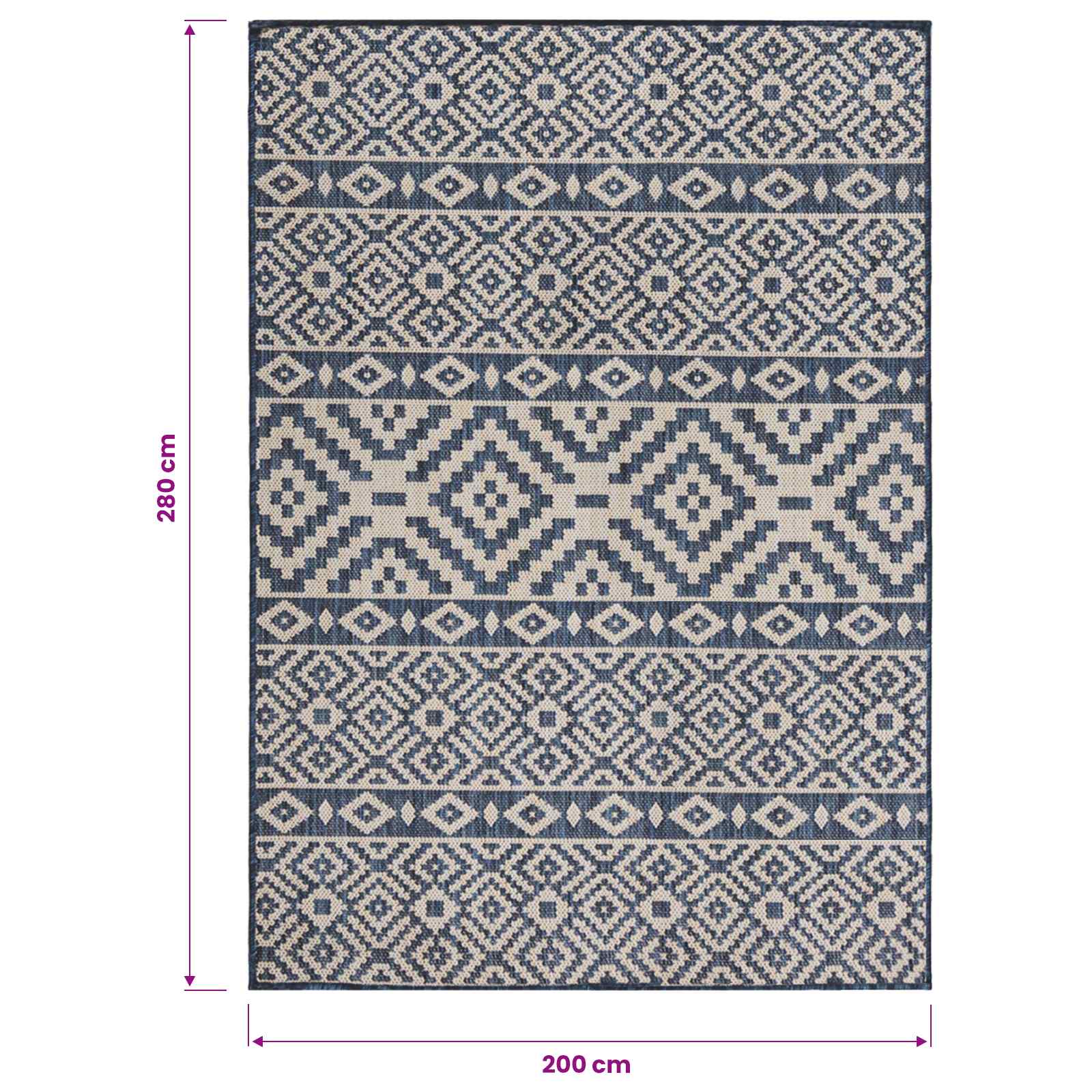 Tappeto da Esterni a Tessitura Piatta 200x280 cm Strisce Blu
