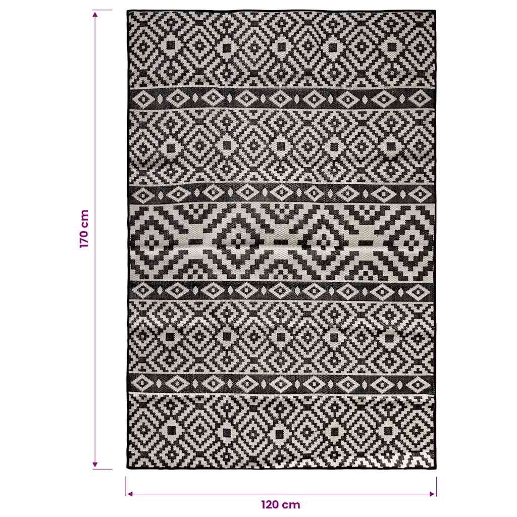 Tappeto da Esterni a Tessitura Piatta 120x170 cm Strisce Nere