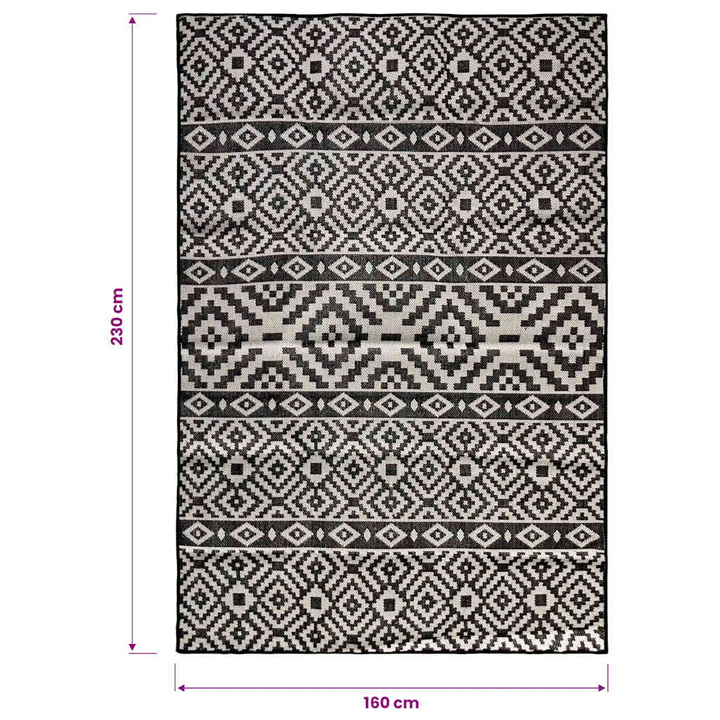 Tappeto da Esterni a Tessitura Piatta 160x230 cm Strisce Nere