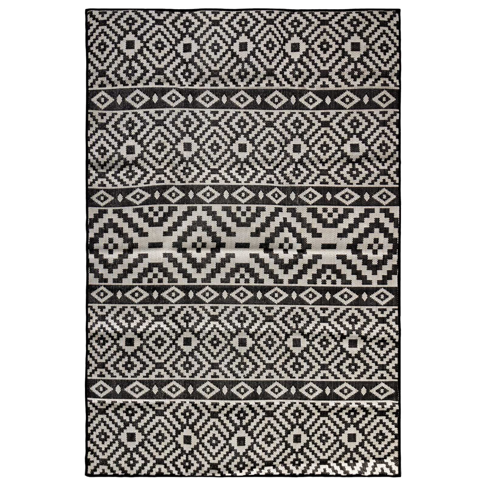 Tappeto da Esterni a Tessitura Piatta 200x280 cm Strisce Nere