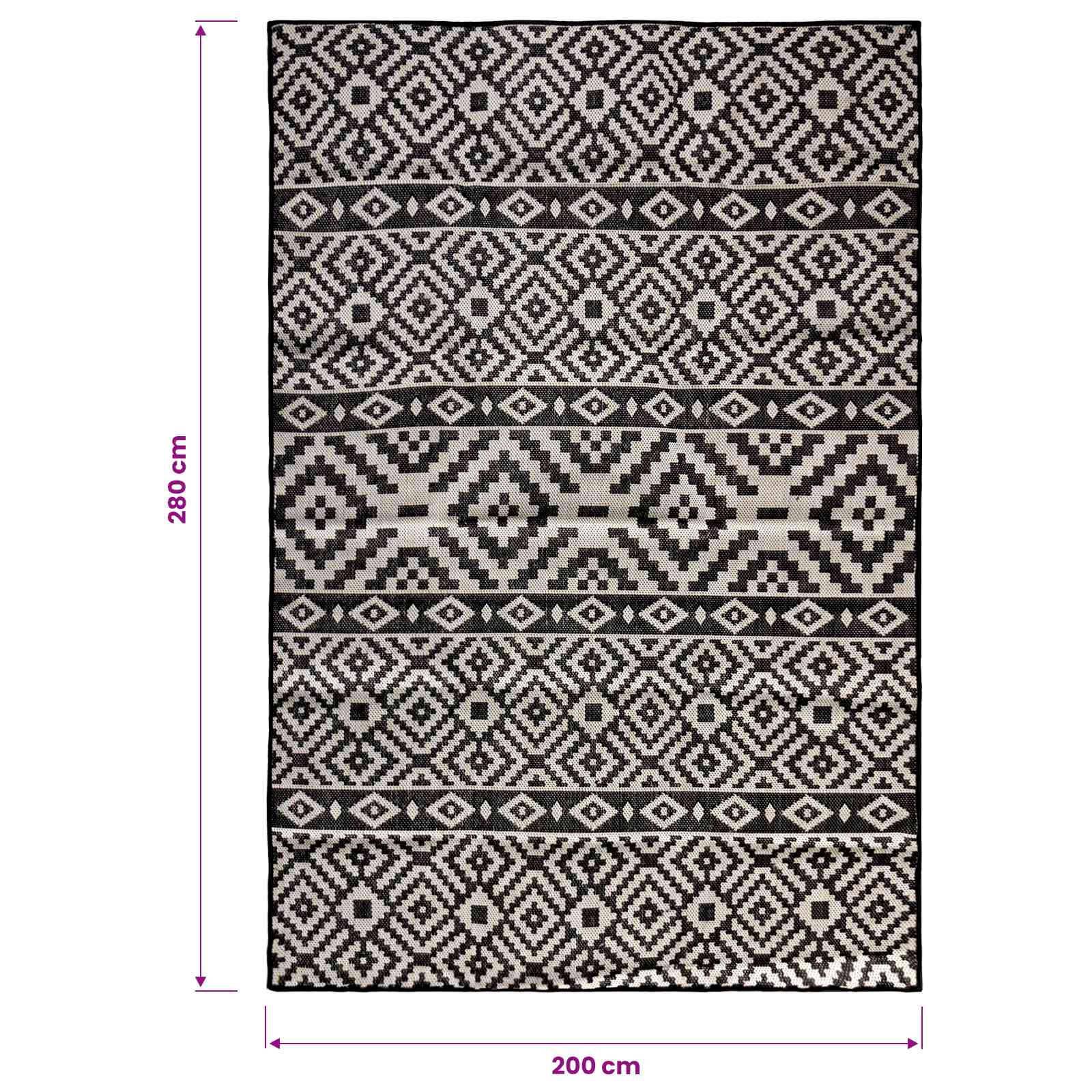 Tappeto da Esterni a Tessitura Piatta 200x280 cm Strisce Nere