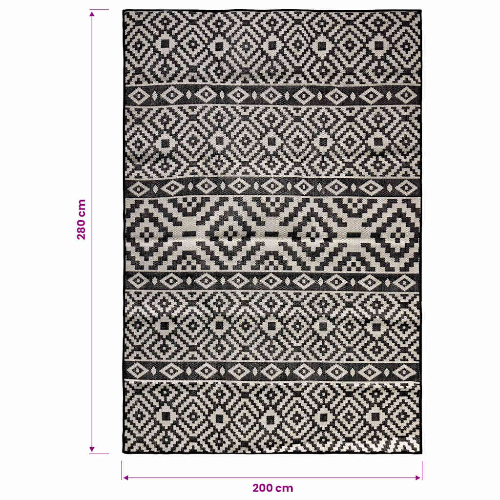 Tappeto da Esterni a Tessitura Piatta 200x280 cm Strisce Nere