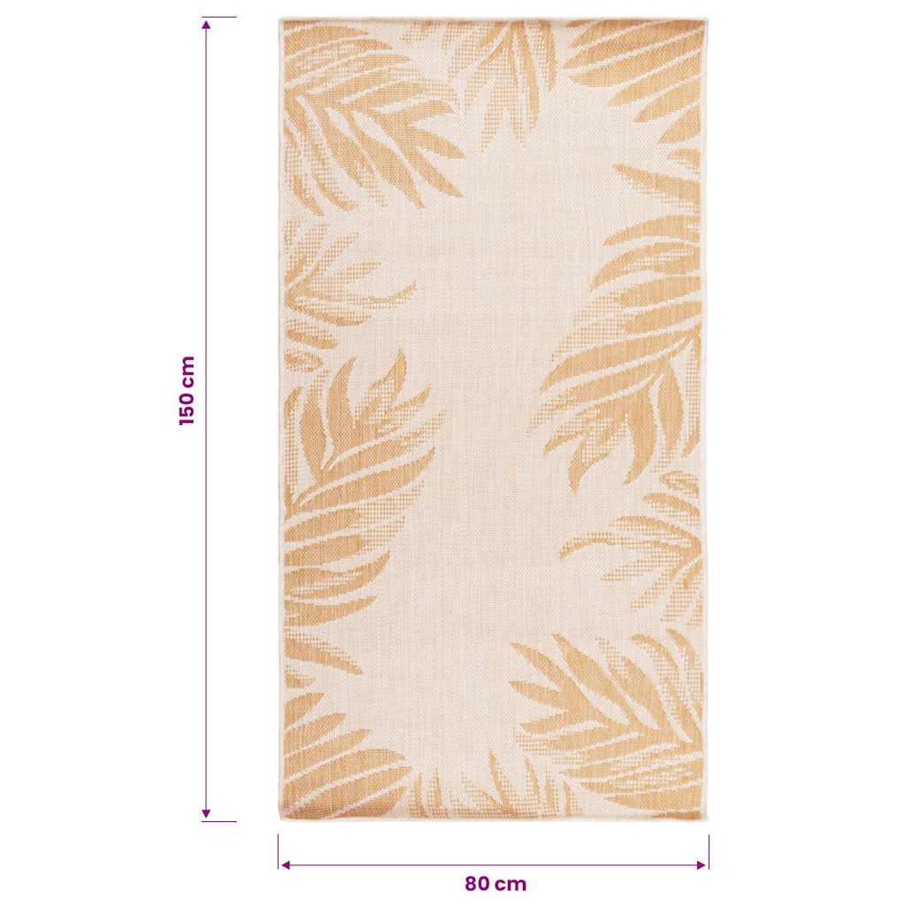Tappeto da Esterni a Tessitura Piatta 80x150 cm Motivo a Foglie