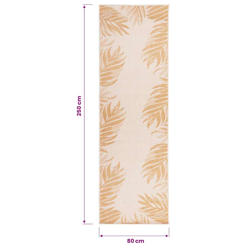 Tappeto da Esterni a Tessitura Piatta 80x250 cm Motivo a Foglie