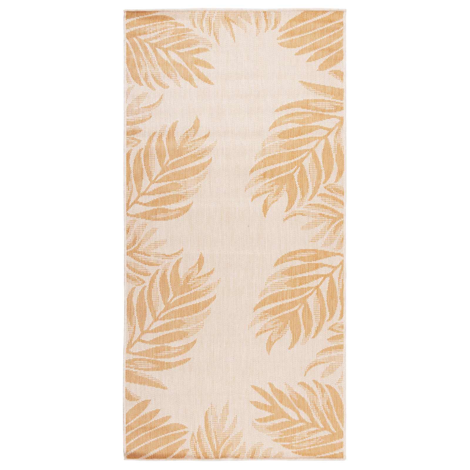 Tappeto da Esterni a Tessitura Piatta 100x200cm Motivo a Foglie