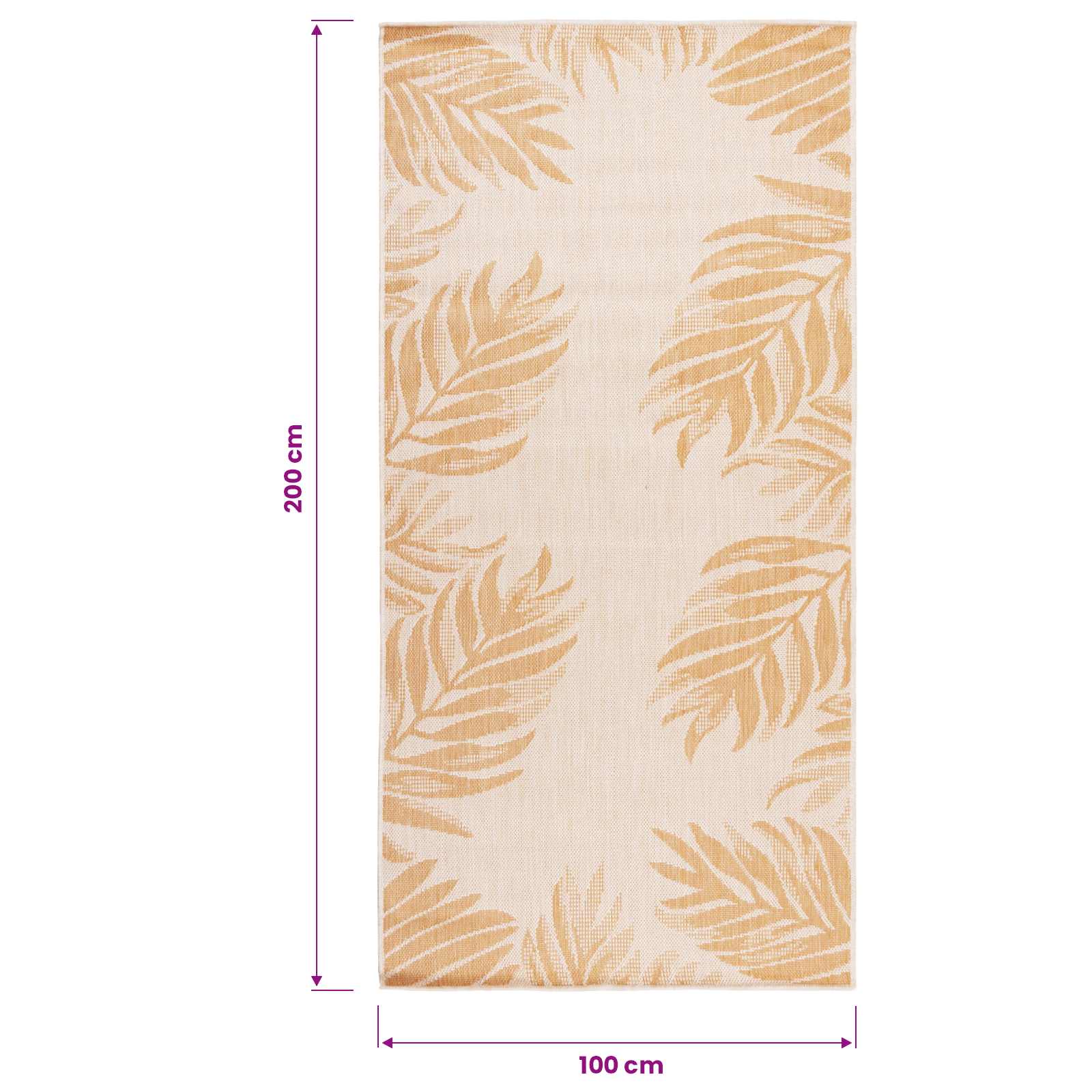 Tappeto da Esterni a Tessitura Piatta 100x200cm Motivo a Foglie