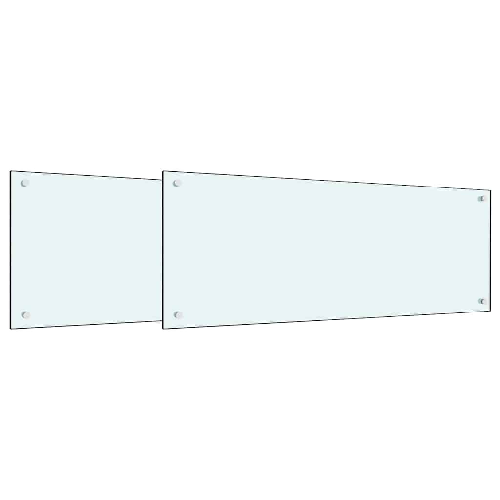 Schienale da cucina 2 pz Bianco 100 x 40 cm vetro temperato