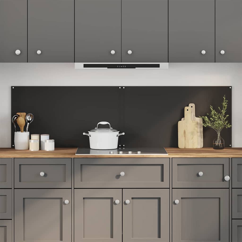 Schienale da cucina 2 pz Nero 90 x 50 cm vetro temperato