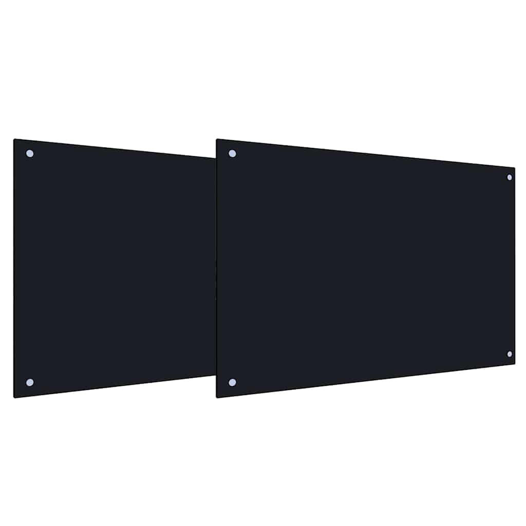 Schienale da cucina 2 pz Nero 90 x 50 cm vetro temperato