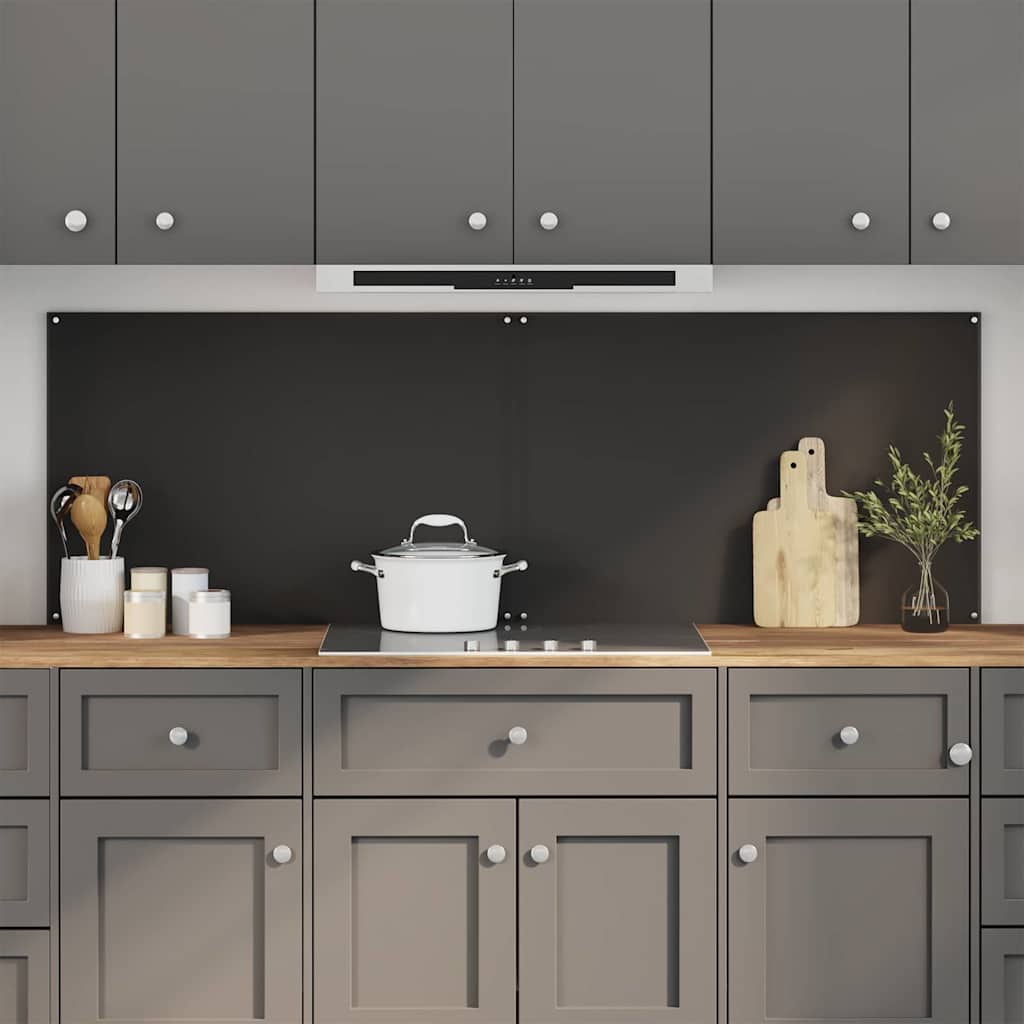 Schienale da cucina 2 pz Nero 90 x 60 cm vetro temperato
