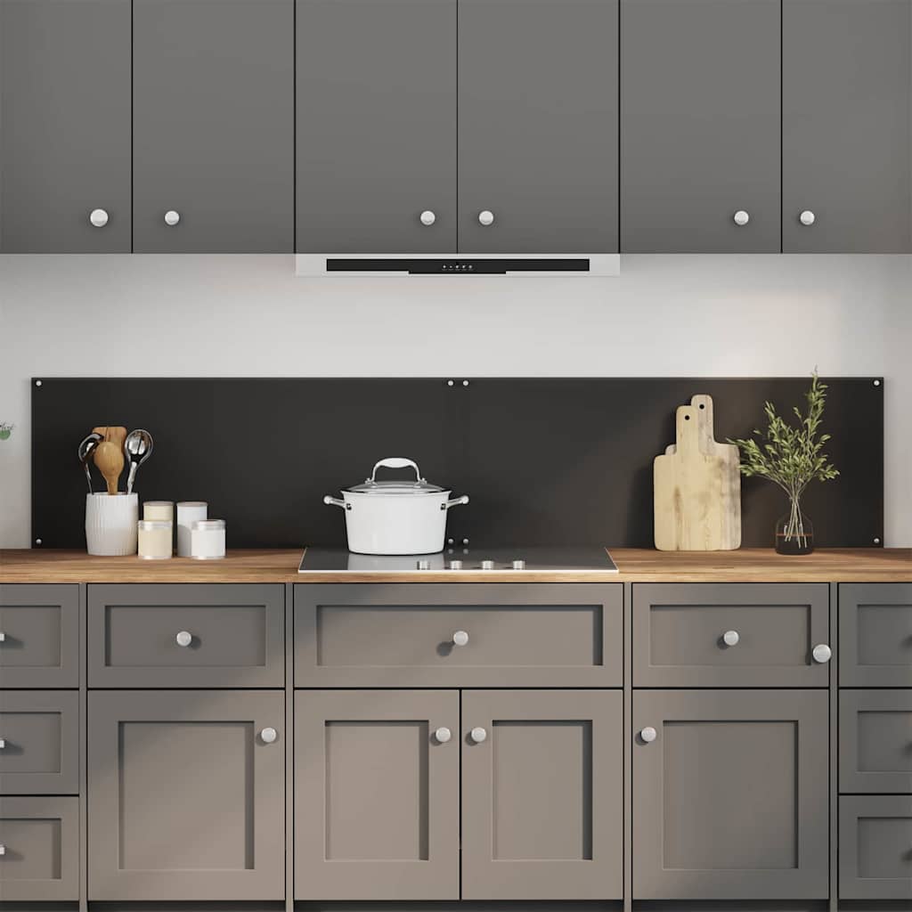 Schienale da cucina 2 pz Nero 100 x 40 cm vetro temperato