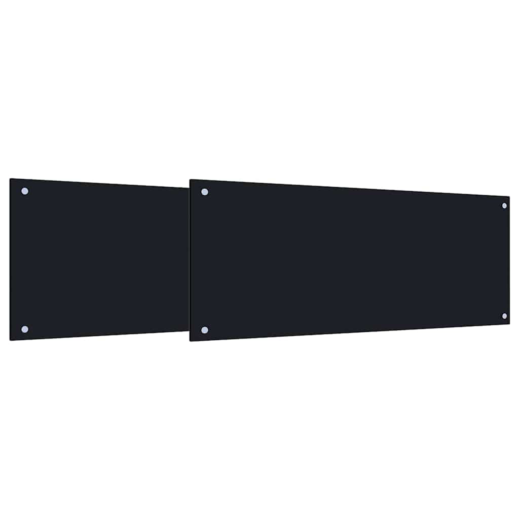 Schienale da cucina 2 pz Nero 100 x 40 cm vetro temperato
