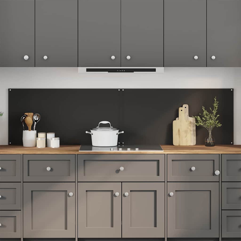 Schienale da cucina 2 pz Nero 100 x 50 cm vetro temperato