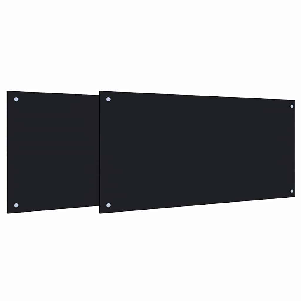 Schienale da cucina 2 pz Nero 100 x 50 cm vetro temperato