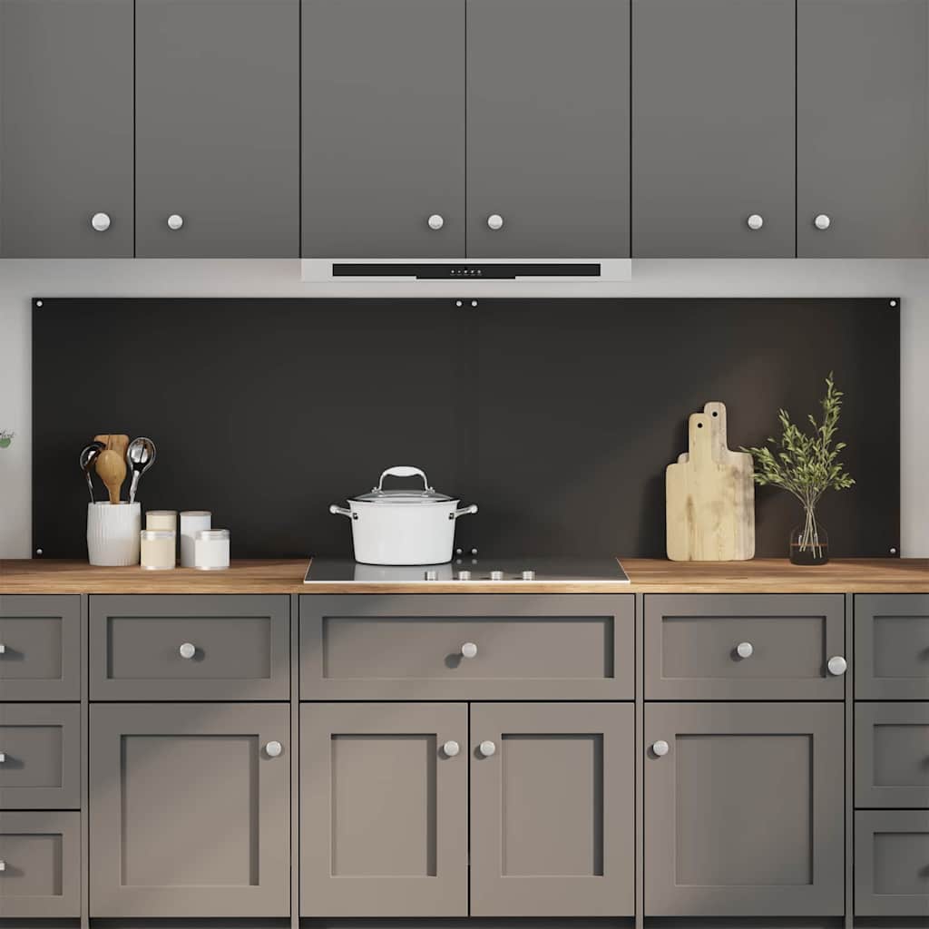 Schienale da cucina 2 pz Nero 100 x 60 cm vetro temperato