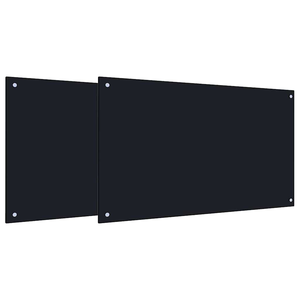 Schienale da cucina 2 pz Nero 100 x 60 cm vetro temperato