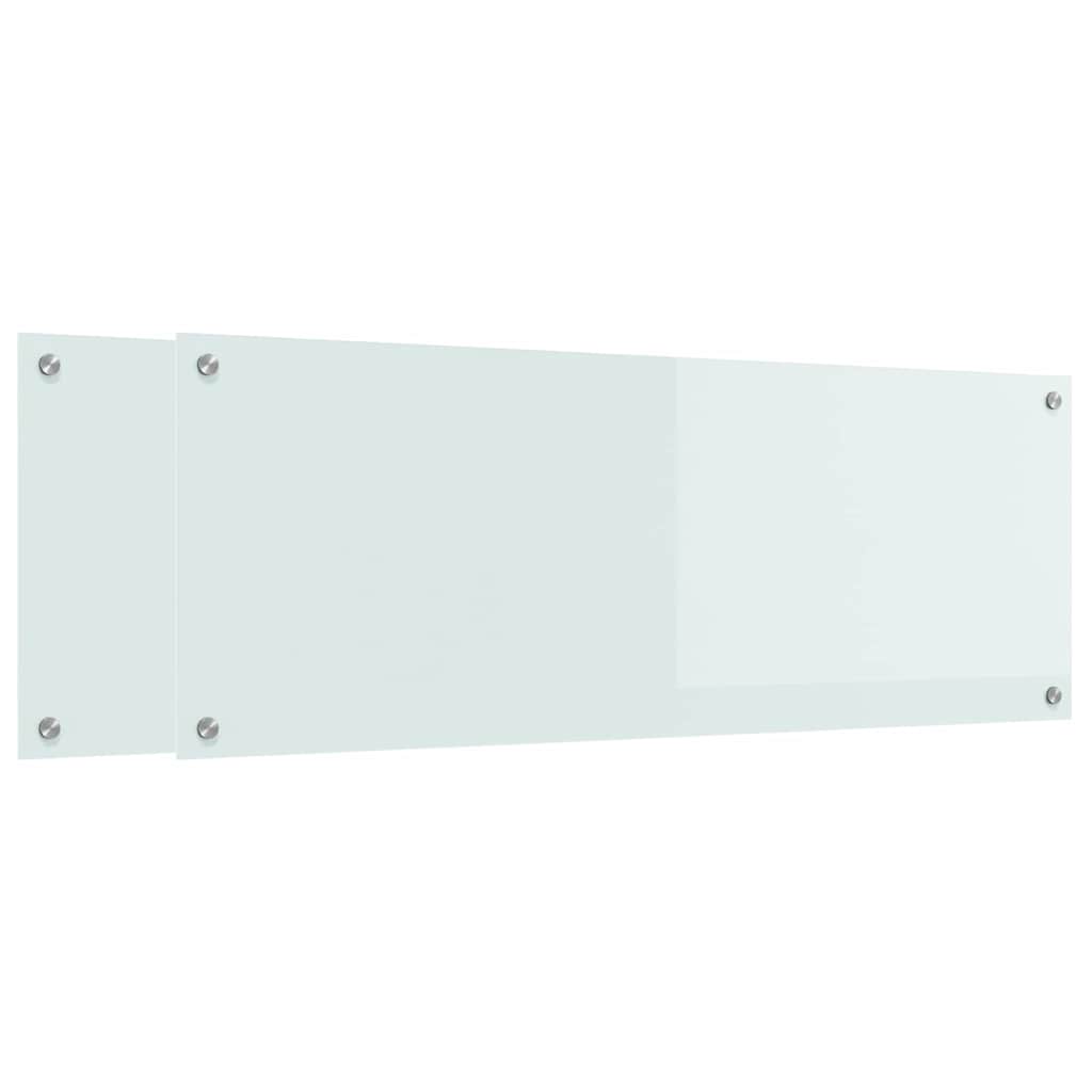 Schienale da cucina 2 pz Bianco 110 x 40 cm vetro temperato