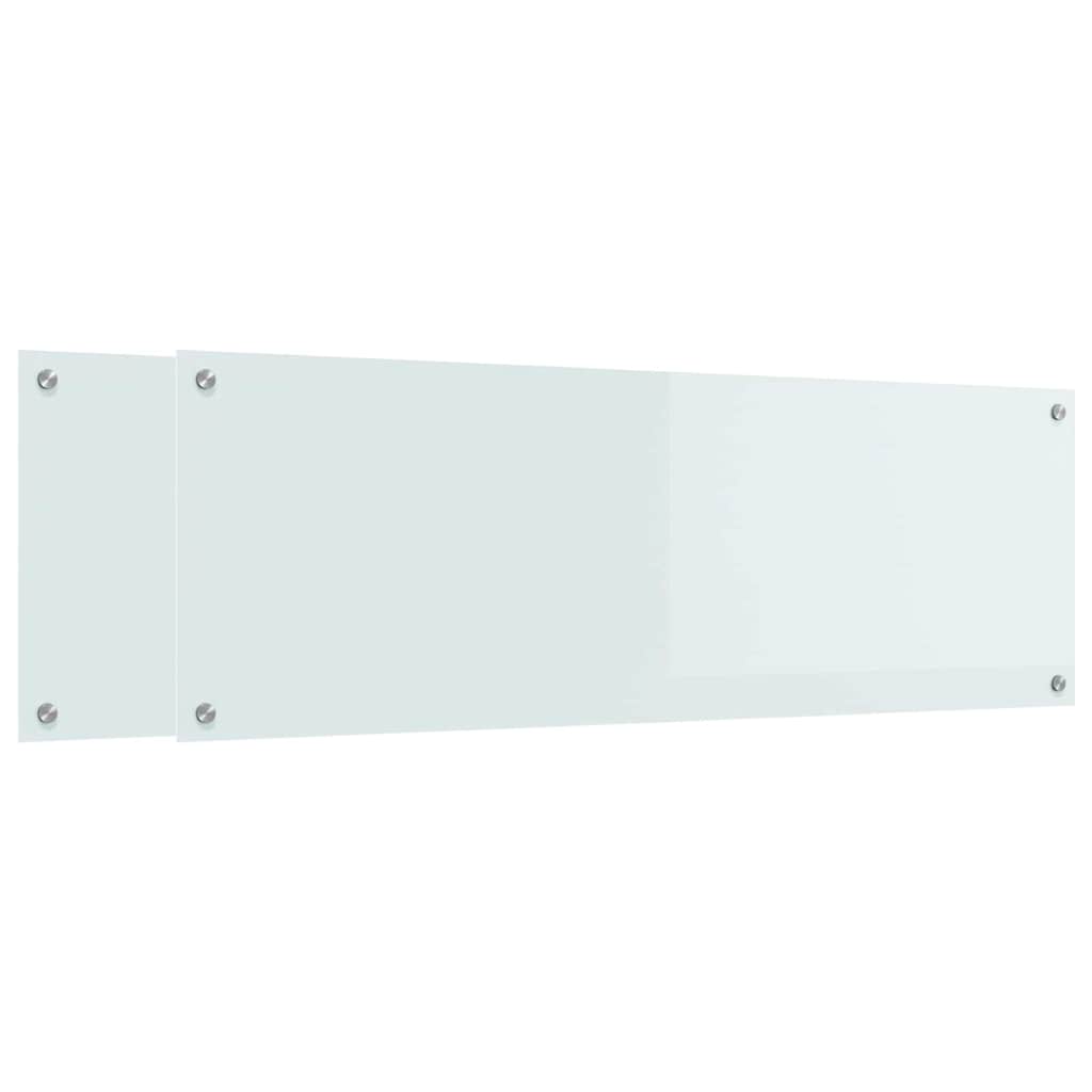 Schienale da cucina 2 pz Bianco 120 x 40 cm vetro temperato