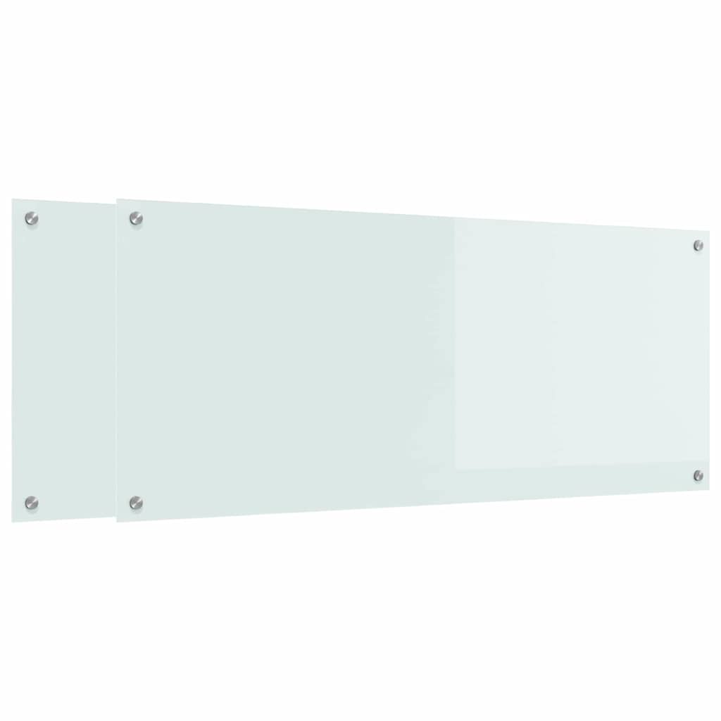 Schienale da cucina 2 pz Bianco 120 x 50 cm vetro temperato
