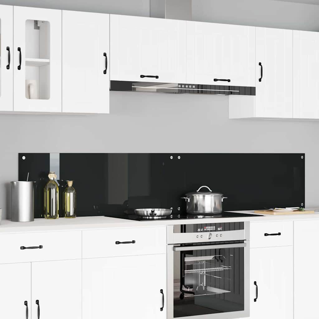 Schienale da cucina 2 pz Nero 110 x 40 cm vetro temperato