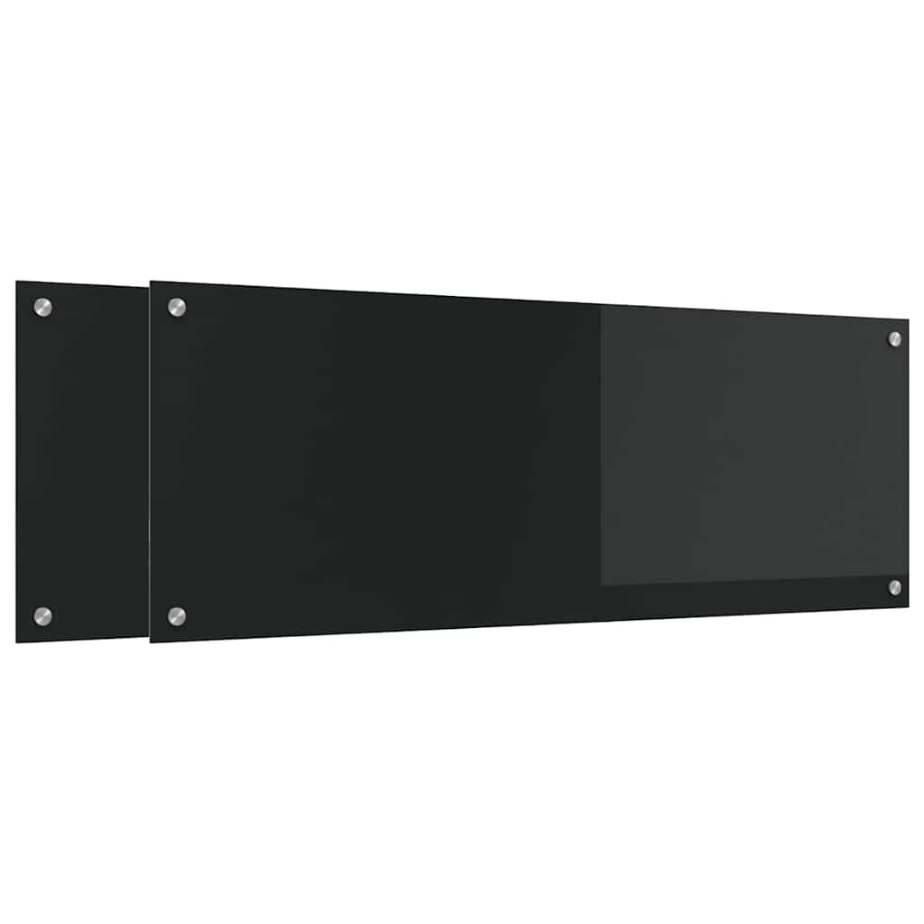 Schienale da cucina 2 pz Nero 110 x 40 cm vetro temperato
