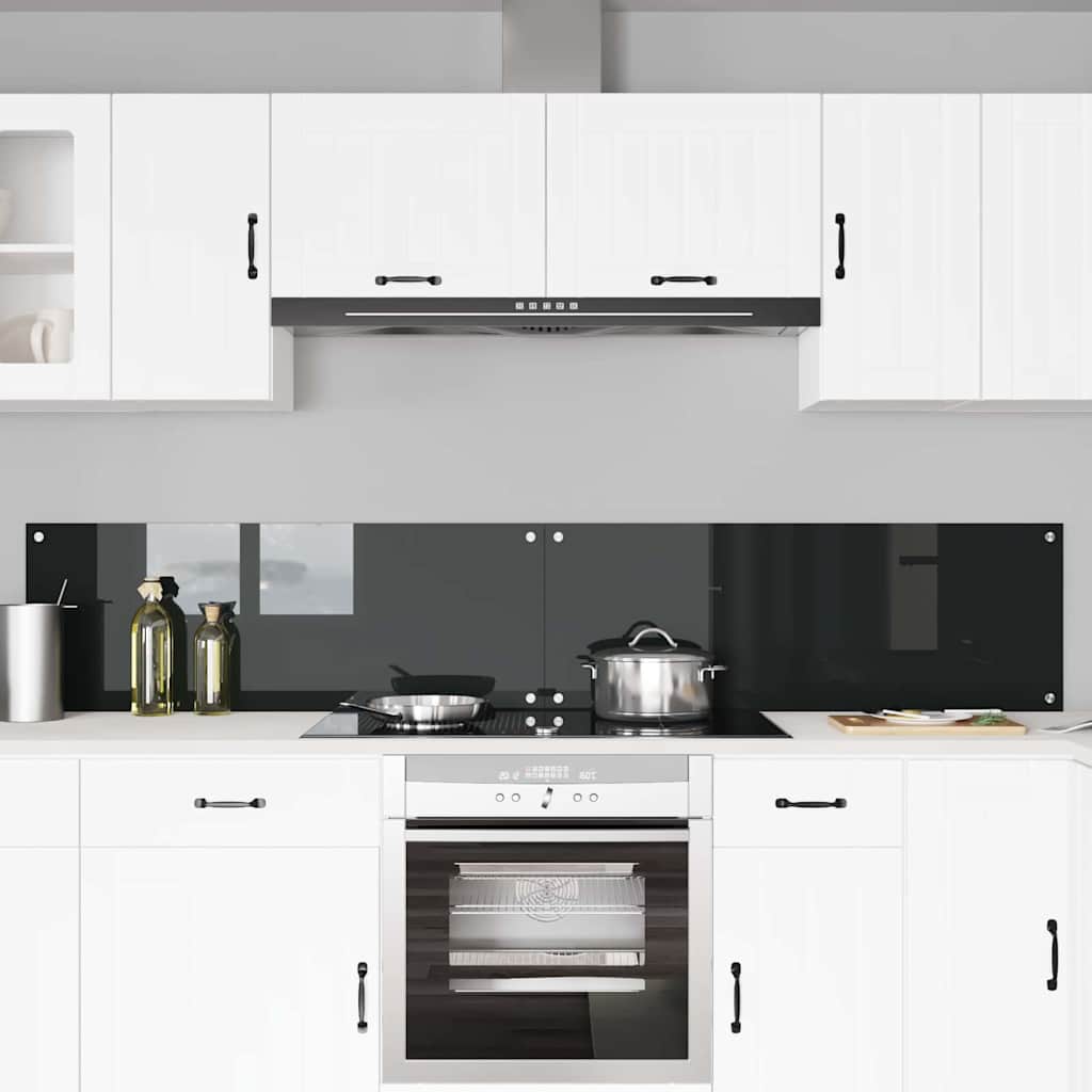 Schienale da cucina 2 pz Nero 110 x 40 cm vetro temperato