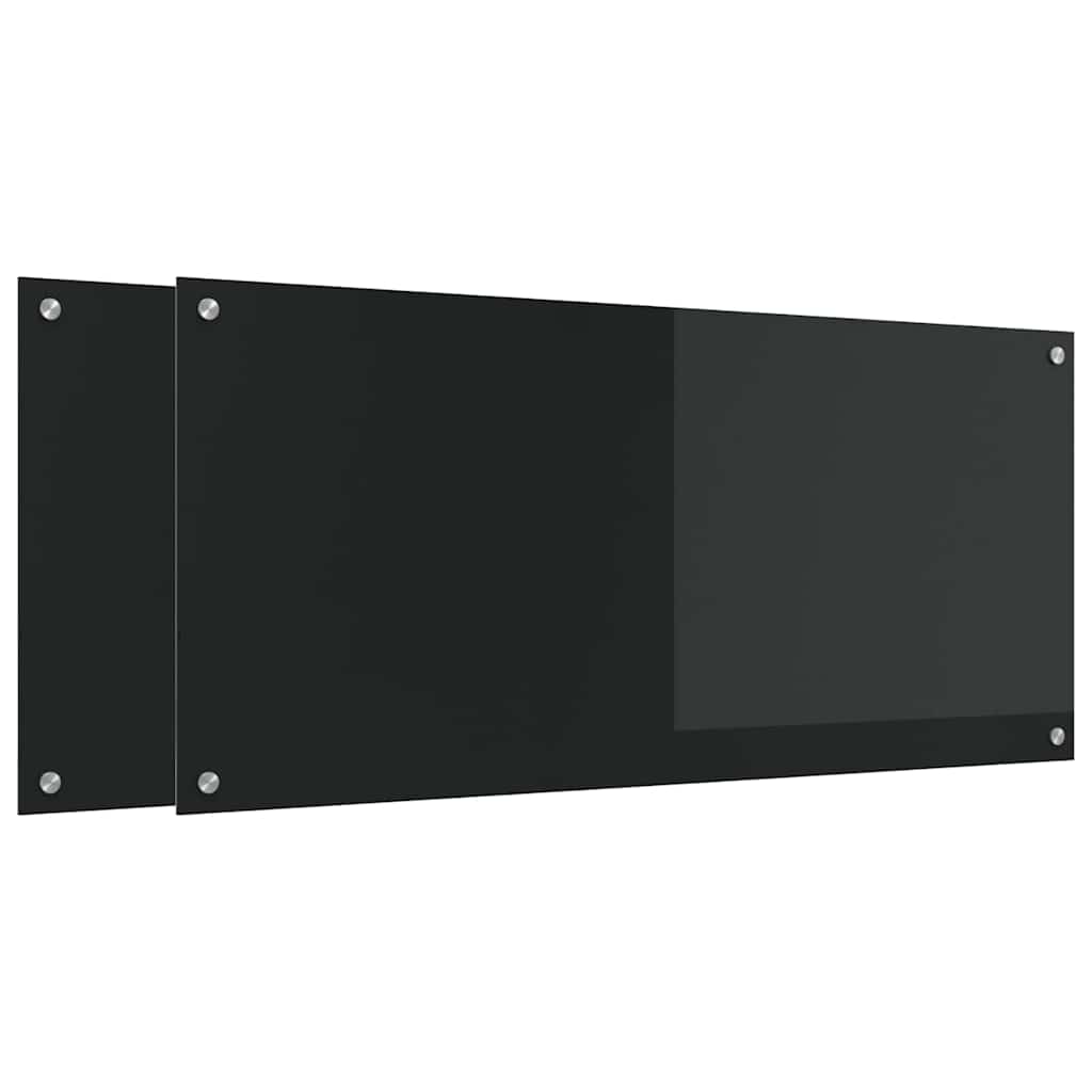 Schienale da cucina 2 pz Nero 110 x 50 cm vetro temperato