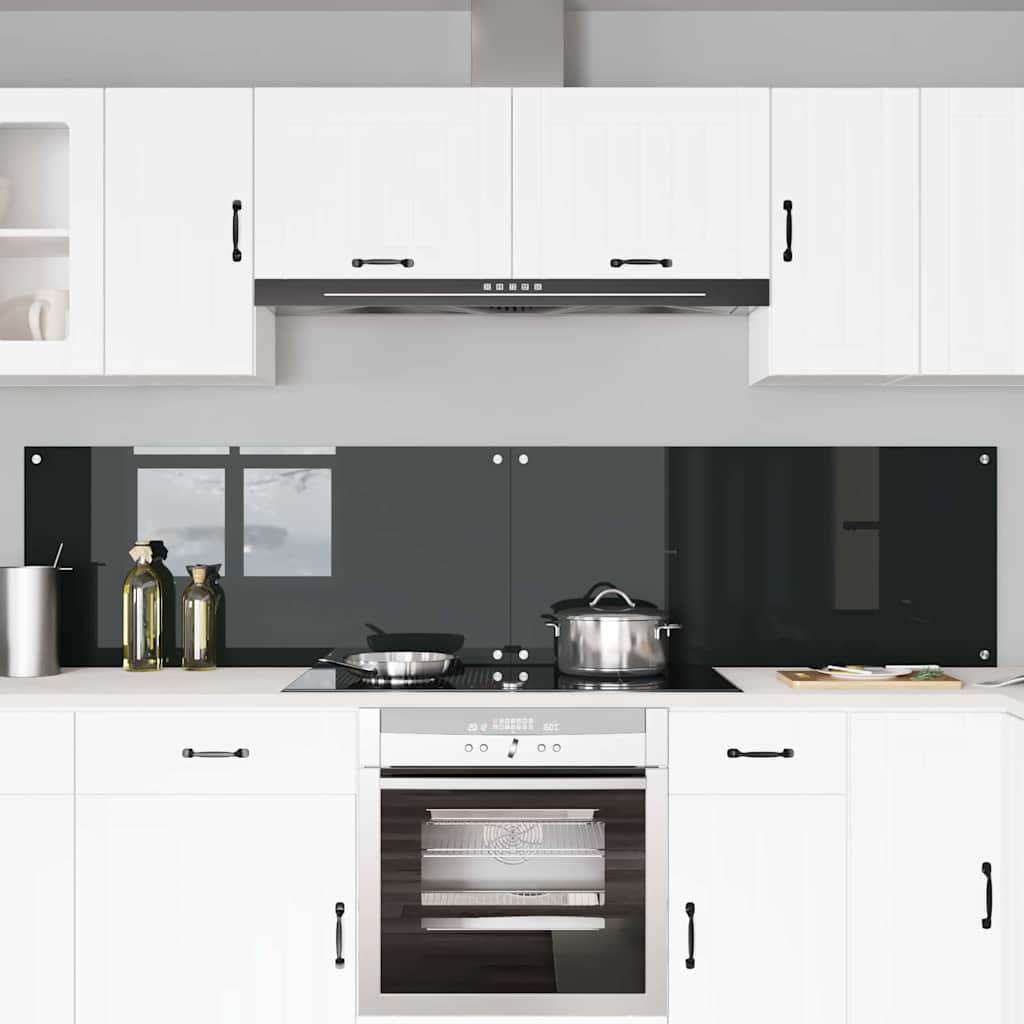 Schienale da cucina 2 pz Nero 110 x 50 cm vetro temperato