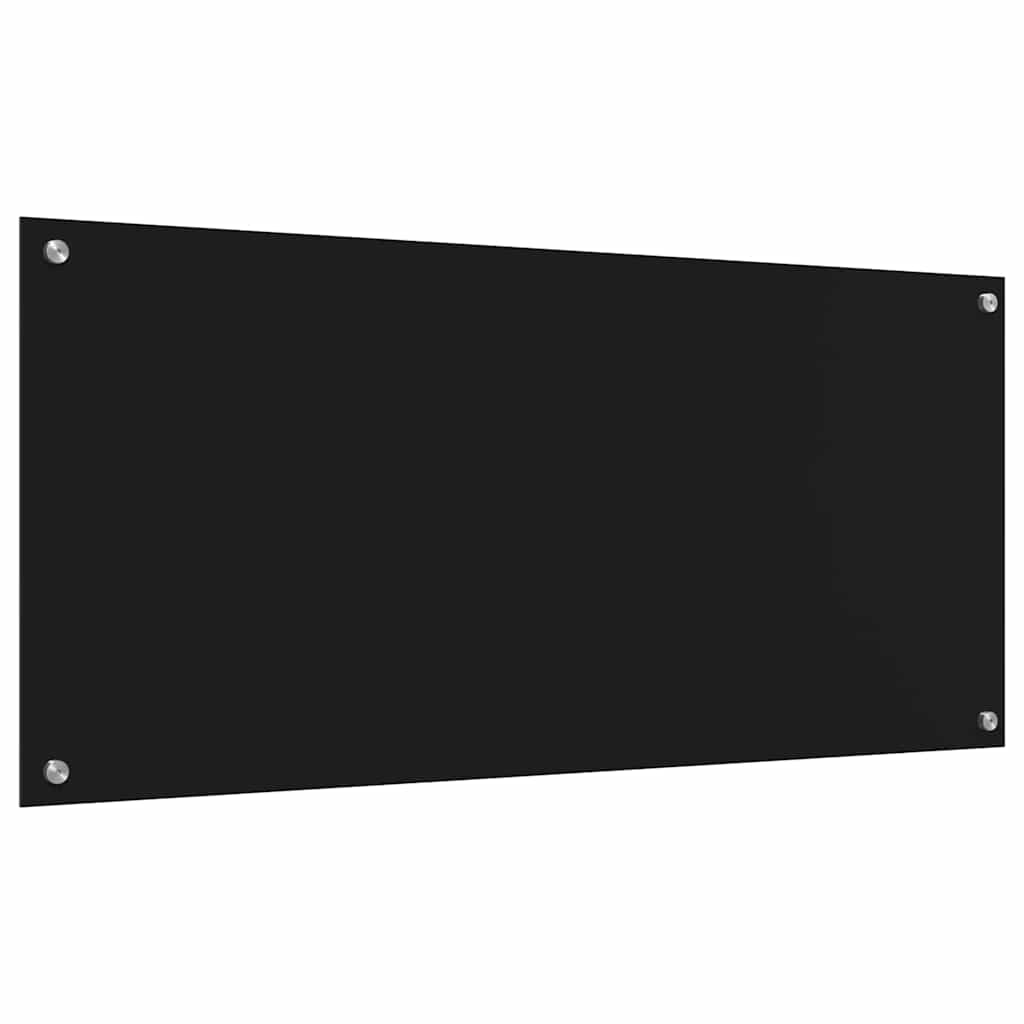 Schienale da cucina 2 pz Nero 110 x 50 cm vetro temperato
