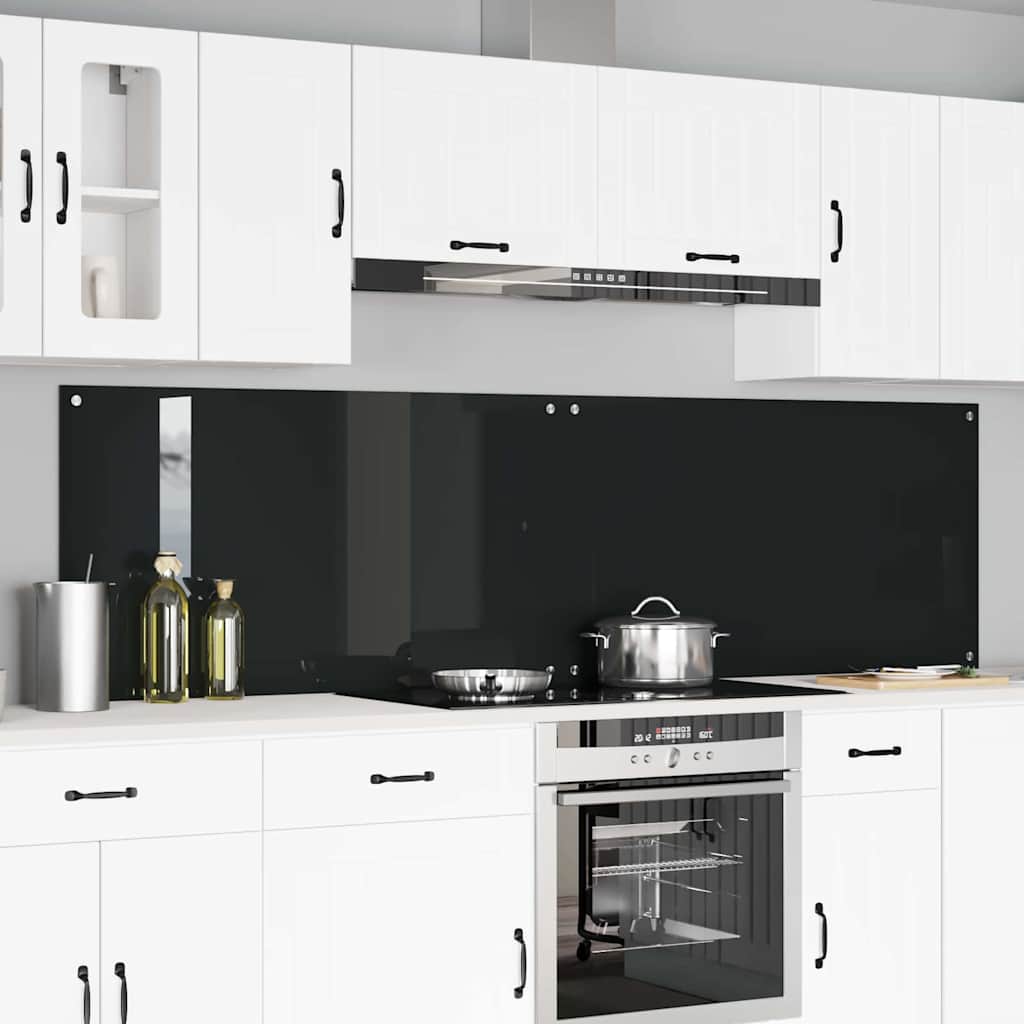 Schienale da cucina 2 pz Nero 110 x 60 cm vetro temperato