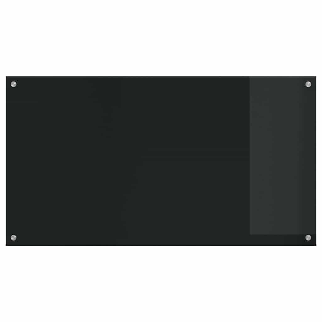 Schienale da cucina 2 pz Nero 110 x 60 cm vetro temperato