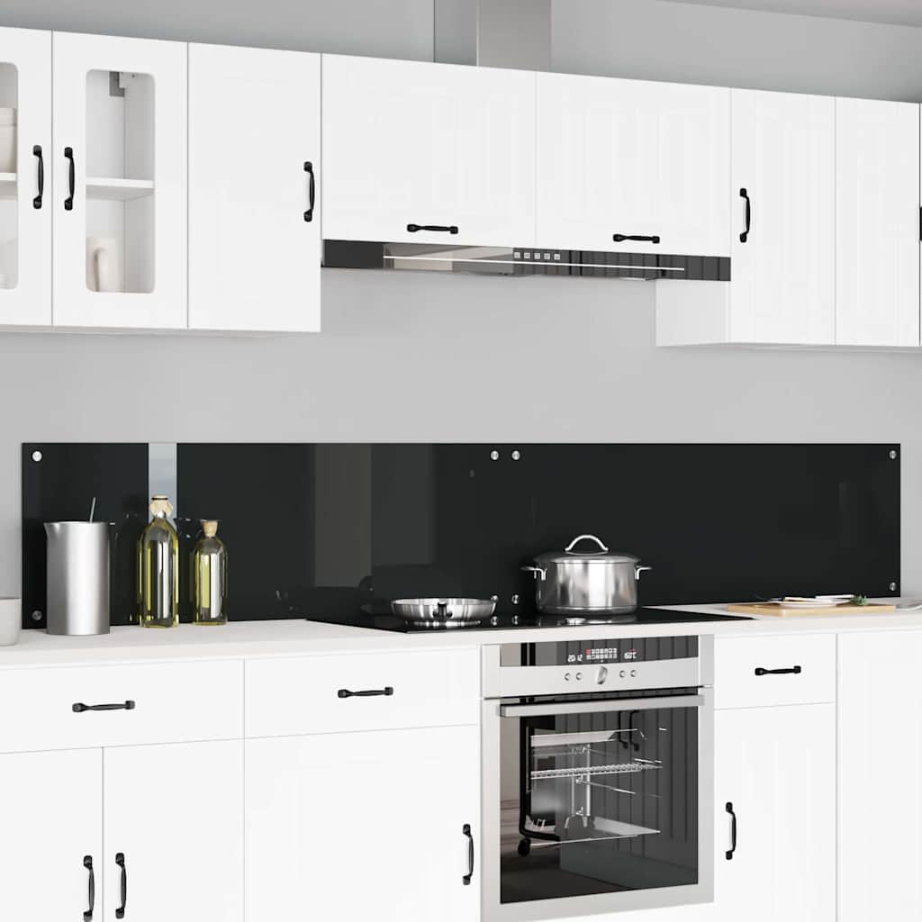 Schienale da cucina 2 pz Nero 120 x 40 cm vetro temperato