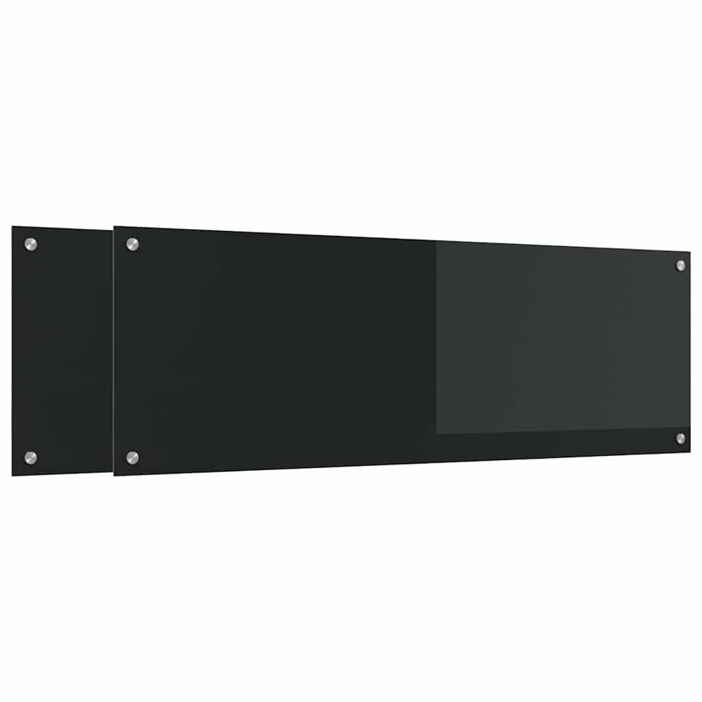 Schienale da cucina 2 pz Nero 120 x 40 cm vetro temperato