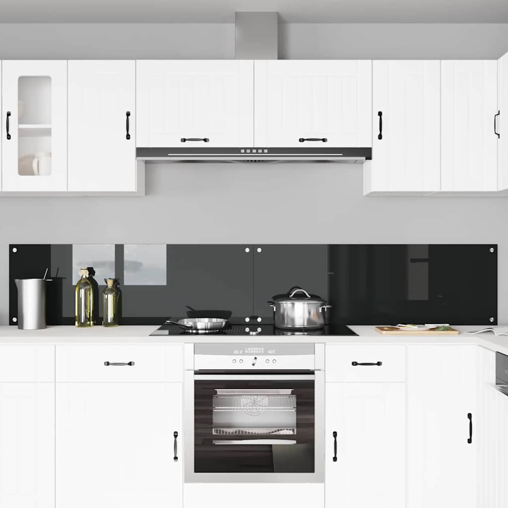 Schienale da cucina 2 pz Nero 120 x 40 cm vetro temperato